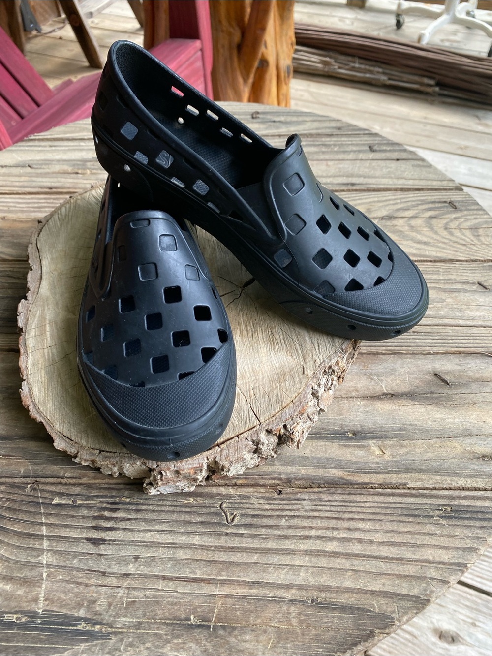Vans Women’s Black Perforated Slip-On Athletic Shoes